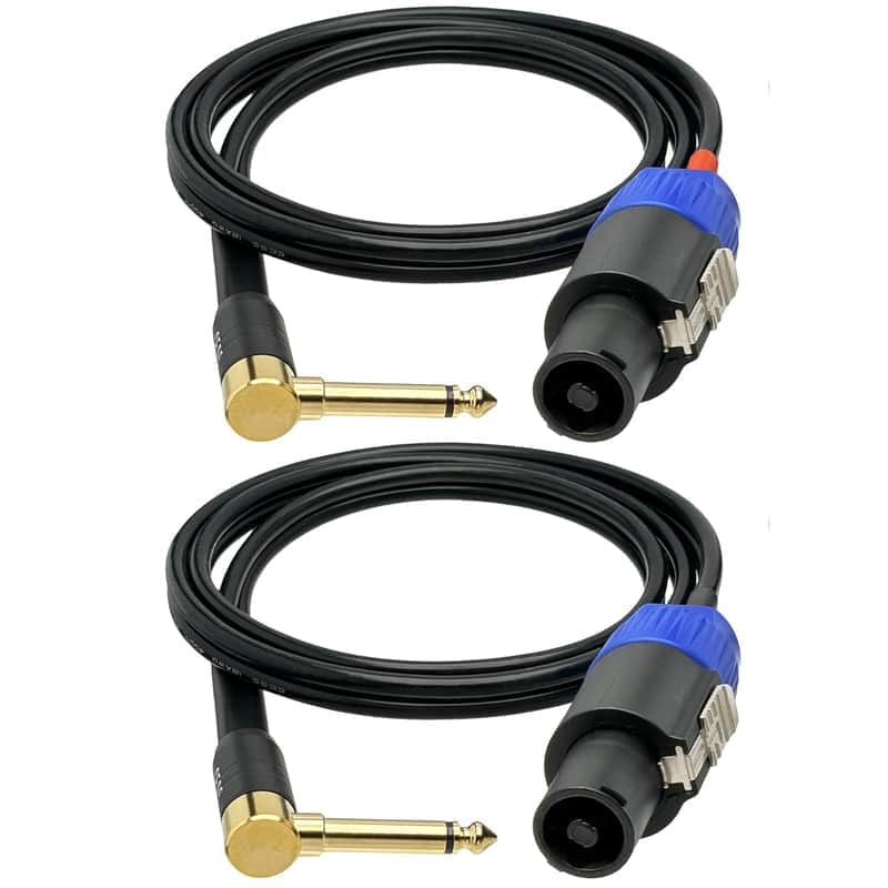 Cess-133-3F Right-Angle 1/4 Inch Ts Plug To Speakon Speaker/Amplifier Cable, 2 Pack (3 Feet)