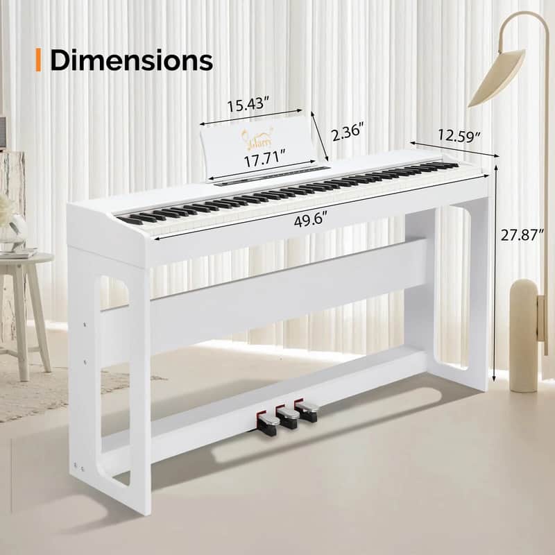 GDP-104 88-Key Full Weighted Digital Home Piano | Bluetooth MIDI, 3-Pedal System, Built-In Speakers, White Finish – Studio & Beginner Ready image 1