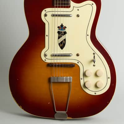 Silvertone Thin Twin Model 1369L Semi-Hollow Body Electric Guitar, made by Kay (1957), ser. #L7969-5905, black tolex hard shell case. image 3