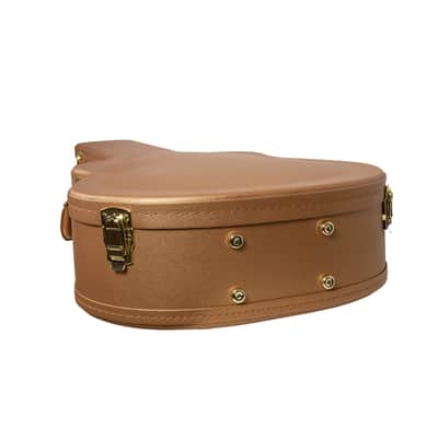 Crossrock Designer Series- Universal Wooden Case for Gibson Acoustic J45, Martin Dreadnought Guitars- Security Lock, Metal Feet, Storage Space- Luxury Gold image 8