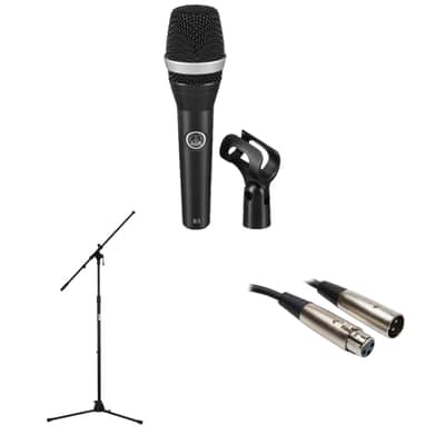 AKG D5 Supercardioid Dynamic Handheld Vocal Microphone with On-Stage MS7701B Boom Microphone Stand and XLR Cable image 1
