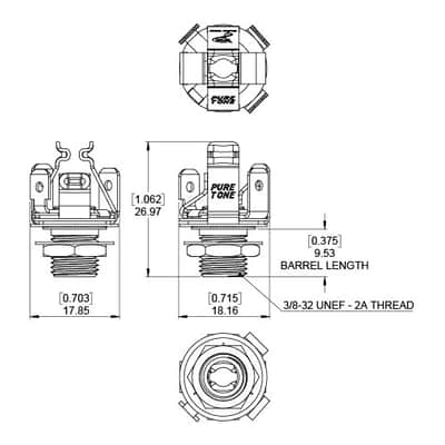 STEREO Pure Tone Multi-Contact 1/4″ Output Jack PTT2 Nickel image 6