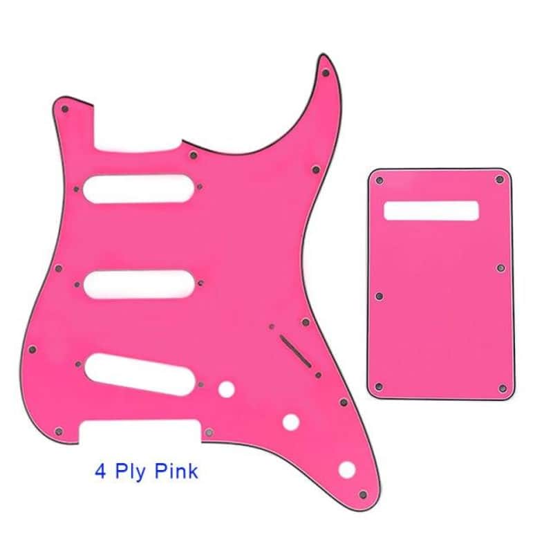 Guitar Pickguard With Back Plate Suit For USA/Mexico Fender Strat Standard SSS ST-4 ply pink image 1
