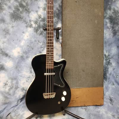 1964 Danelectro Made Silvertone Model 1444 U1 Black Short Scale Bass Guitar Orig Hard Shell Case image 1