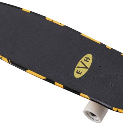 EVH Black With Yellow Stripes Skateboard Made in the USA by Aluminati Boards image 1