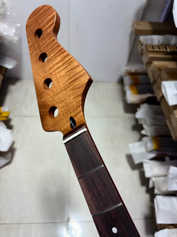 Discount 4 String 20 fret Roasted Flame Maple bass guitar neck Replace rosewood image 1