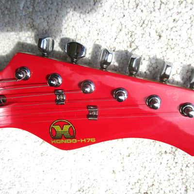 Hondo H76 Stratocaster Guitar, 1980's, Korea, Red, Fresh Setup image 2