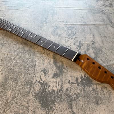 BMC Guitar Neck Tele® Telecaster® 22 Fret Roasted 3AAA Flame Maple With Rosewood Fingerboard Nitro Lacquer Rounded Fret Ends - 9.5 Radius TRMRF22 3A #4 image 2