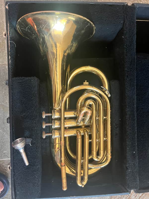 Blessing brand Marching Baritone Horn with case and mouthpiece, Made in USA image 1