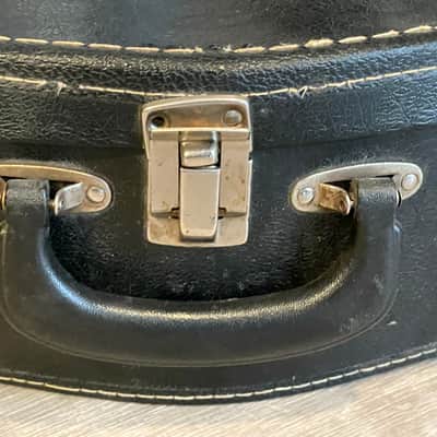 Vintage Acoustic Guitar Case 1960’s-1970’s Black w Orange Gold Interior image 9