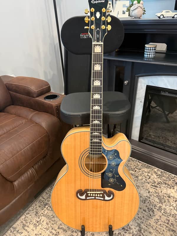 Epiphone EJ200SCE/N 2018 Natural Blonde, Sonic 2 preamp image 1