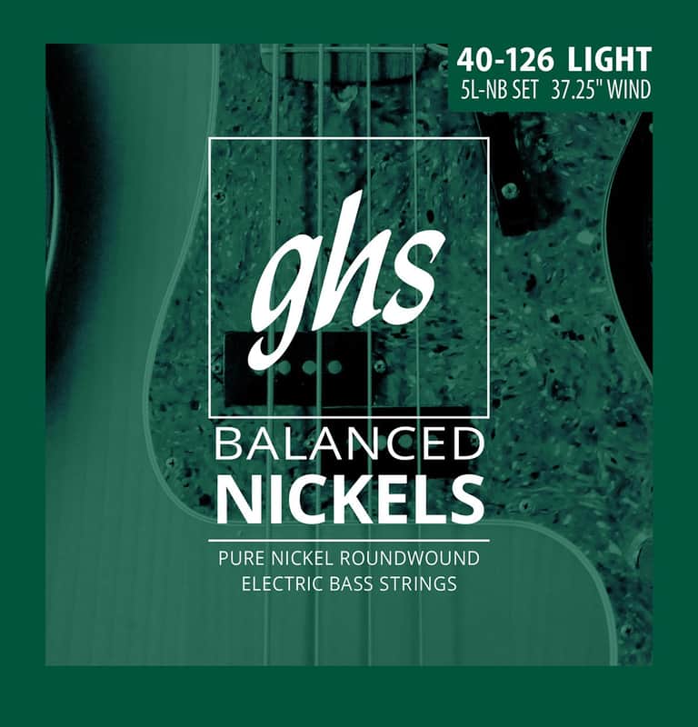 GHS Strings GHS Balanced Nickels 5 Bass Strings Light Gauge, 40-126, (37.25" Winding) (5L-NB) image 1