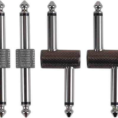 Guitar Pedal Patch Connector, 6.35mm (1/4") Effect Pedal to Pedal Coupler, Male to Male Plug Adaptor for Guitar Pedalboard Instead of Patch Cable, Pack of 4 (2 Straight & 2 Z Type) image 1