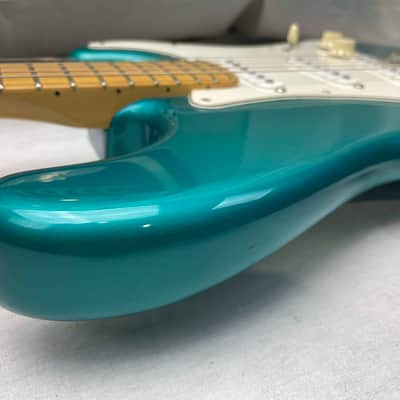 Fender PARTS Stratocaster - 1999 American Deluxe neck on 1983 Dan Smith-era Standard Strat body with Case - Transparent Teal image 13