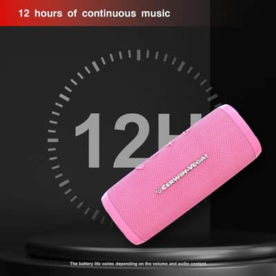 CERWIN-VEGA! Vega Mini - VMPNK Compact Bluetooth Speaker, Powerful Bass,Water Resistant Bluetooth Speaker, Portable Wireless Speakers for Travel, Home, and Outdoor Use – Pink image 4