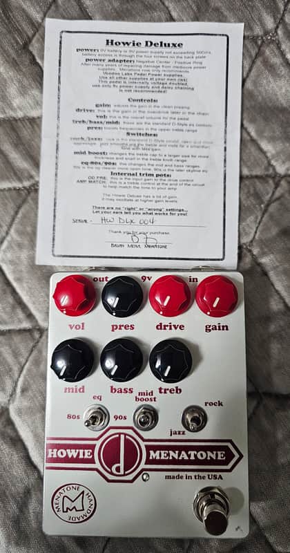 Menatone The Howie Deluxe 2023 - White with Red and Black Knobs & Red Graphics