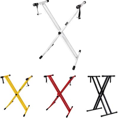 Heavy-Duty, Double-X, Adjustable Piano Keyboard Stand with Locking Straps (White) image 2