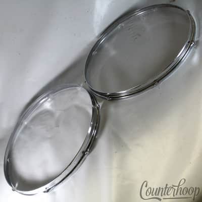 Slingerland 2x 18"Floor Tom Drum Batter Rims/Hoops Stick-Saver Chrome Vintage70s image 1