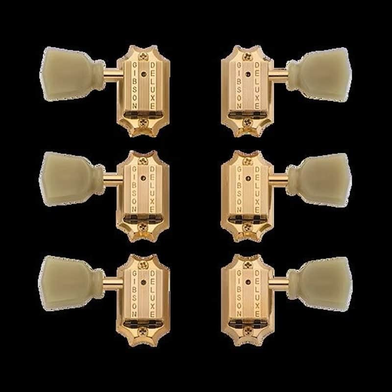 Gibson PMMH-020 Deluxe Green Key Tuner Set, Vintage Gold image 1