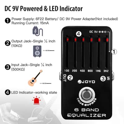 Joyo JF-11 6-Band EQ Guitar Pedal, ±18dB Graphic Equalizer (Price includes the import duty for US buyer) image 6