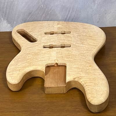 High End Offset Bass Body NOS Blistery Quilted Maple Top, solid one piece Mahogany Back - Unfinished - Front Routed - Luthier Supply R42 image 22