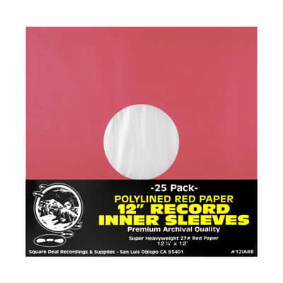 (25) 12" Red Paper Plastic Record Heavyweight Polylined Inner Sleeves 12IARE image 1