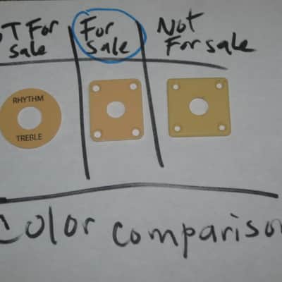 used (has some nicks & scratches) unknown brand CREME PLASTIC RECTANGLE Jack Plate + nickel finish SCREWS (refer to measurements in description) flat - but will flex when installed, might fit Epiphone LP 100 model guitar (NO guitar included) image 13