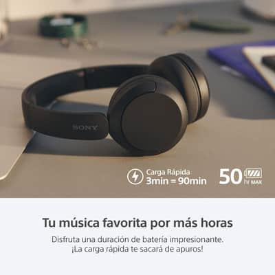 Sony WH-CH520 Best Wireless Bluetooth On-Ear Headphones with Microphone for Calls and Voice Control, Up to 50 Hours Battery Life with Quick Charge Function, includes USB-C Charging Cable - Black image 3