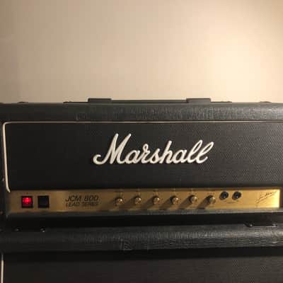 Watch Video David Hopkins MorningStar Mod Marshall JCM 800 2203 100 Watt 1988 Black & Gold image 1