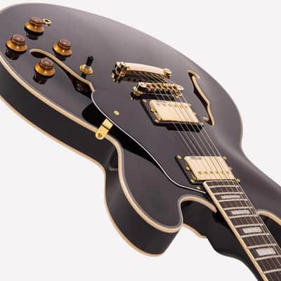 Vintage VSA500 ReIssued Semi Hollowbody Electric Guitar VSA500GBK - Gloss Black image 4