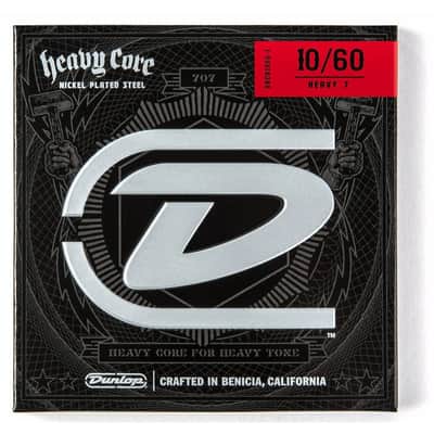 Dunlop DHCN1060 Heavy Core Nickel-Plated Steel 7-String Electric Guitar Strings - Heavy (10-60)