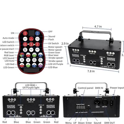 21 Eyes Party Lights Dj Disco Light Strobe Stage Light Sound Activated Laser Llights Projector with Remote Control Led Bar Indoor DMX Music Show RGB KTV Lighting Projector for Parties image 2