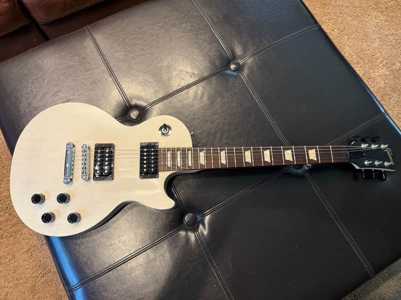 2013 Gibson Les Paul (LPJ) w/upgrades - Rubbed Trans White image 1