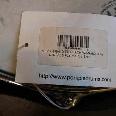 Pork Pie USA Custom Maple Snare Drum 14x6.5 in. - Brandied Peach w/ Mahogany Stripe image 8