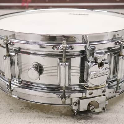 Rogers "7-Line" Dyna-Sonic 5x14" Brass Snare Drum "Beavertail" Lugs Vintage 1960's image 8
