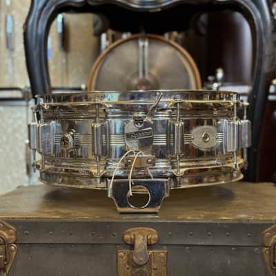 VINTAGE 1960's 5x14 Rogers 5-Line Chrome over Brass Dynasonic Snare Drum image 2
