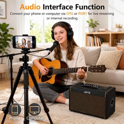 JOYO AC-40S 40W Guitar Amp for Acoustic Guitar Built-in Bluetooth and Battery with Reverb Chorus Delay Effect for Outdoors and livehouse image 6
