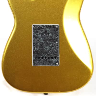 All Music Inc. Collection Custom Gold Sparkle Strat Electric Guitar w/ Gig Bag image 7