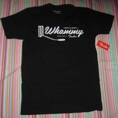 new (old stock) A+ shape with paper hang-tag & clear plastic packaging genuine Fender American Original Whammy Short Sleeve T-Shirt, Size Medium (M), part # (p/n): 9123013025, SHIRT: Black 100% Cotton / GRAPHIC: White, Gray, Silver image 9