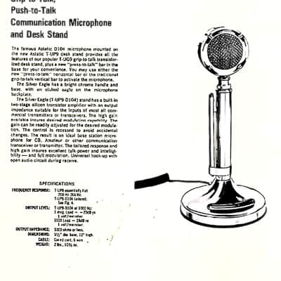 Beautiful Vintage 1970’s Astatic D-104 “Silver Eagle” Lollipop Microphone-Hot Amplified Crystal ! image 12