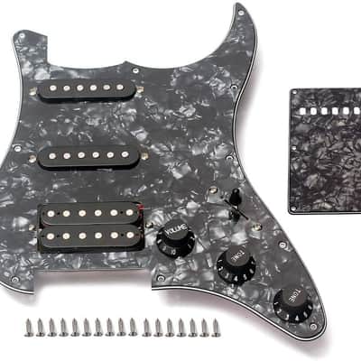 Electric Guitar Pickguard 3-ply Loaded Prewired Humbucker Pickguard Pickups Set for Guitar,Black Pearl image 1