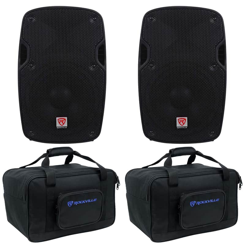 (2) Rockville SPG84 8" 800w DJ PA Speakers Lightweight Cabinets 4-Ohm+bags image 1