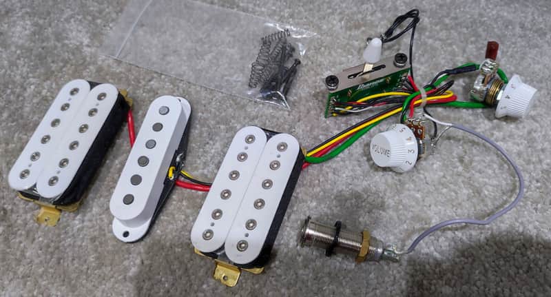 Ibanez Quantum Pickups Complete kit (HSH) White w/ Pots, 5-way & Jack input - Ready to play! image 1