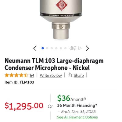 Neumann TLM 103 Large Diaphragm Cardioid Condenser Microphone (MINT!) ✨ image 10