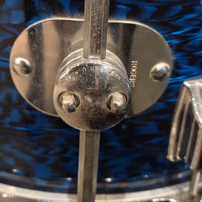 Vintage 1967 Rogers ONE OWNER 4pc Holiday Drum Kit Blue Onyx w/ Legs & Mounts + Silver Powertone Snare image 8