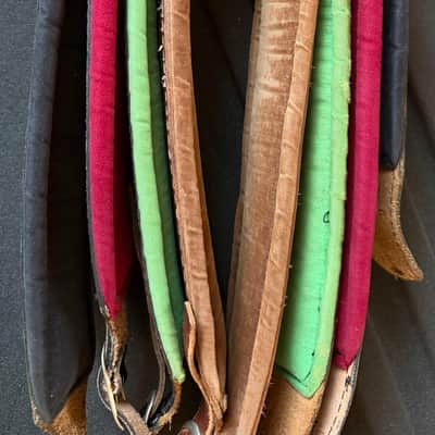 Gibson Vintage padded leather straps [4pcs] 1970s - Black, Green, Red, Brown image 4