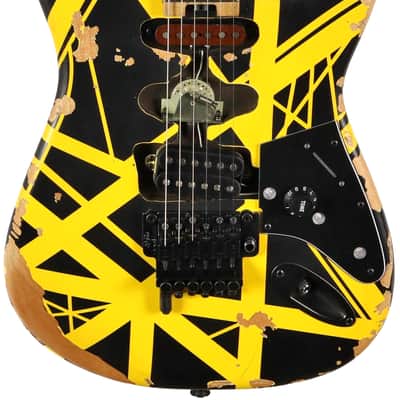 EVH Ltd Ed Striped Frankenstein Black Yellow Frankie Aged Electric Guitar image 1