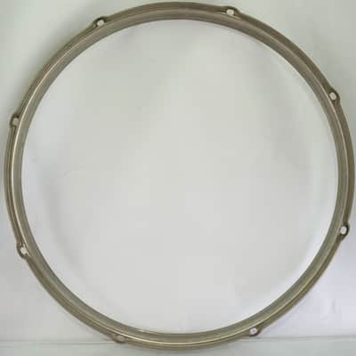 Slingerland 16" BRASS Stick-Saver Floor Tom Drum Batter Rim/Hoop NOB 8Lug Nickel image 6
