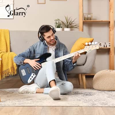 Glarry GJazz Electric Bass Guitar Dark Blue /20W Amplifier image 7