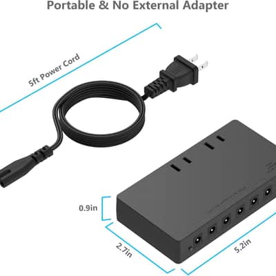 Guitar Pedal Power Supply 7 DC Output for 9V Effect Pedal Board with 2 AC Outlets for Charging Speaker, Musical Instruments image 2